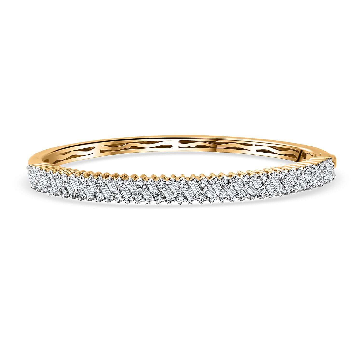 D'Joy Moissanite Bangle Bracelet in 18K Vermeil YG Over Sterling Silver (7.25 In) 2.90 ctw