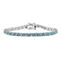 D'Joy Betroka Blue Apatite Zigzag Bracelet in Rhodium Over Sterling Silver (7.25 In) 7.35 ctw