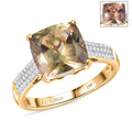 Certified & Appraised Luxoro AAA Turkizite and G-H I2 Diamond 6.04 ctw Ring in 14K Yellow Gold (Size 10.0) 4.48 Grams (Del. in 10-15 Days) - Sticky add to cart bar