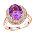 AAA Rose De France Amethyst and White Zircon 6.25 ctw Ring in Vermeil Rose Gold Over Sterling Silver - Sticky add to cart bar