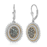 D'Joy Ceylon Sapphire and Moissanite 2.65 ctw Earrings in 18K Vermeil YG and Rhodium Over Sterling Silver