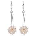 Freshwater Pearl Floral Earrings in Rhodium Over Sterling Silver - Sticky add to cart bar