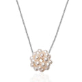 Freshwater Pearl Floral Necklace in Rhodium Over Sterling Silver 20 Inches - Sticky add to cart bar