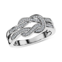 D'Joy White Diamond Fancy Ring in Rhodium Over Sterling Silver (Size 10.0) 0.25 ctw