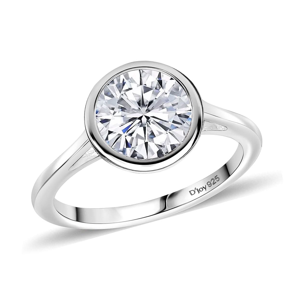 Simulated Diamond Solitaire Ring in Platinum Over Sterling Silver (Size 5.0) 2.80 ctw