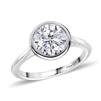 Simulated Diamond Solitaire Ring in Platinum Over Sterling Silver (Size 5.0) 2.80 ctw