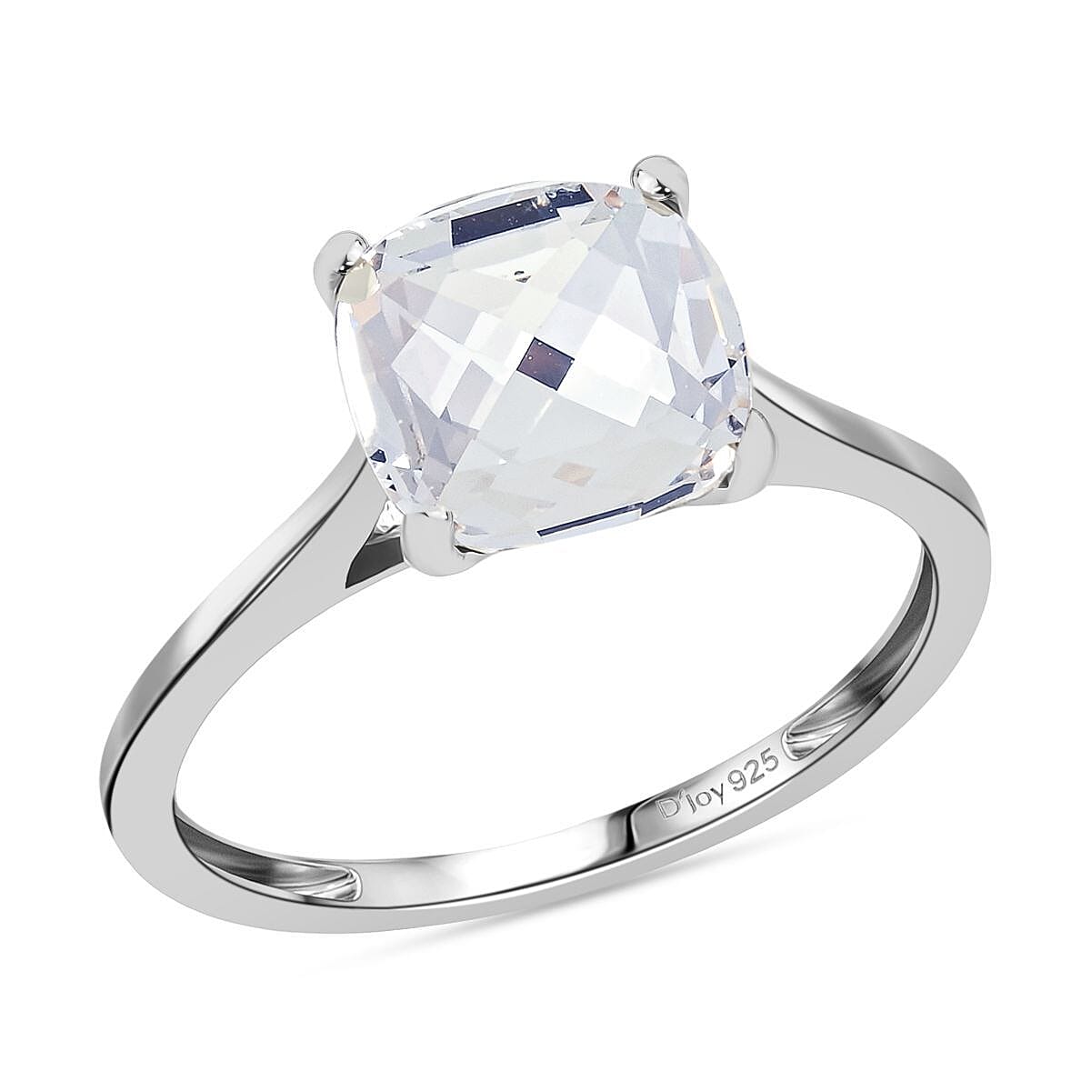 J Francis Embellished with Crystal by Swarovski Solitaire Ring in Sterling Silver