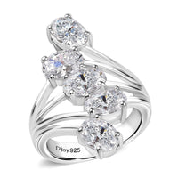J Francis Embellished with Zirconia by Swarovski Ring in Platinum Over Sterling Silver (Size 5.5) 3.75 ctw