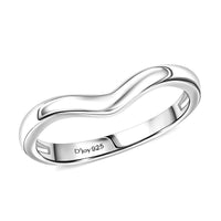 Platinum Over Sterling Silver Chevron Ring (Size 5.0) (2 g)