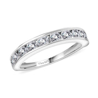 J Francis Embellished with Zirconia by Swarovski 1.00 ctw Half Eternity Ring in Platinum Over Sterling Silver (Size 5.0)