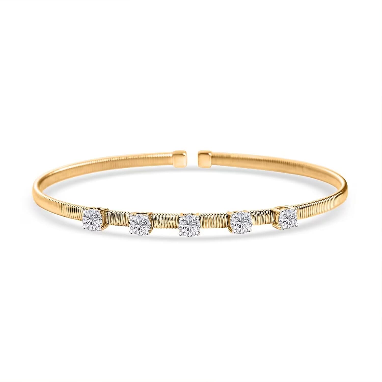 Luxuriant Lab Grown Diamond E-F VS 1.50 ctw Cuff Bracelet in 10K Yellow Gold (7.25 In)