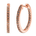 D'Joy Natural Champagne Diamond 1.00 ctw Hoop Earrings in 18K Vermeil Rose Gold Over Sterling Silver - Sticky add to cart bar