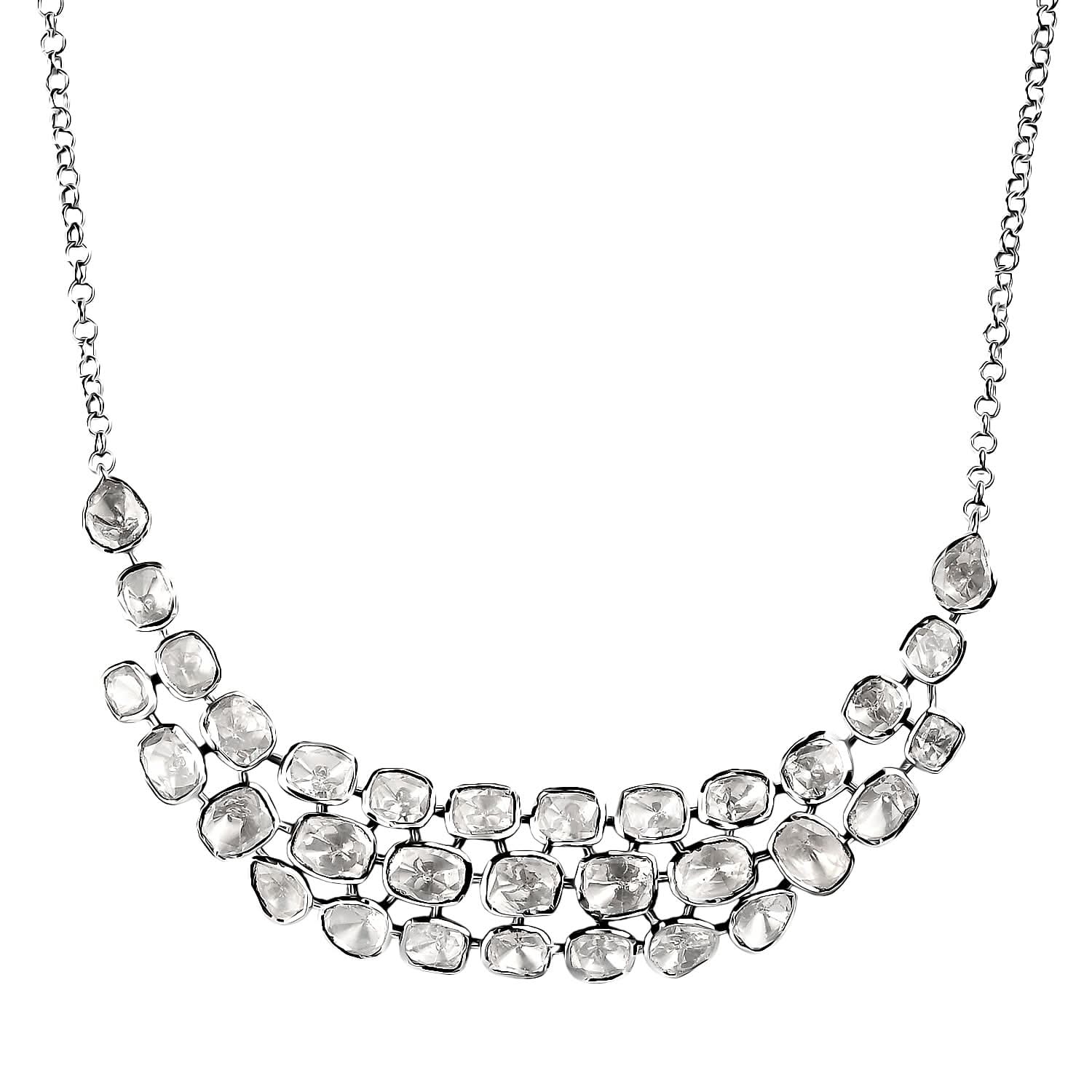 D'Joy Polki Moissanite 8.00 ctw Necklace 18 Inches in Rhodium Over Sterling Silver