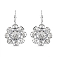 D'Joy Polki Moissanite 4.35 ctw Lever Back Earrings in Rhodium Over Sterling Silver