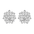 D'Joy Polki Moissanite 3.85 ctw Stud Earrings in Rhodium Over Sterling Silver - Sticky add to cart bar