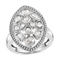 D'Joy Polki Moissanite 3.00 ctw Ring in Rhodium Over Sterling Silver - Sticky add to cart bar