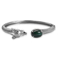 African Malachite 5.85 ctw Elephant Cuff Bracelet in Stainless Steel (7.50 In) - Sticky add to cart bar
