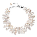 White Keshi Pearl Bracelet in Rhodium Over Sterling Silver (7.25 In) - Sticky add to cart bar