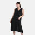 Black Polyester Sleeveless Midi Lounge Dress - One Size Fits Most - Sticky add to cart bar
