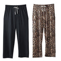 Set of 2 Black and Leopard Print Pajama Pant - One Size Fits Most - Sticky add to cart bar
