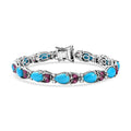 Epic Deal D'Joy Premium Sleeping Beauty Turquoise, Multi Gemstone Bracelet in Rhodium Over Sterling Silver (7.25 In) 16.70 ctw - Sticky add to cart bar