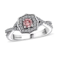 Luxuriant Lab Grown Pink Diamond, Lab Grown Diamond E-F VS 0.50 ctw Ring in Rhodium Over Sterling Silver (Size 10.0)