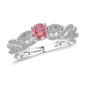 Luxuriant Lab Grown Pink and White Diamond (VS) Ring in Rhodium Over Sterling Silver (Size 6.0) 1.00 ctw - Sticky add to cart bar