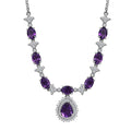 D'Joy Premium Moroccan Amethyst and White Zircon 8.00 ctw Regal Bloom Necklace in Rhodium Over Sterling Silver 18 Inches - Sticky add to cart bar