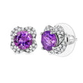 D'Joy Premium Moroccan Amethyst and White Zircon 3.30 ctw Bubble Bloom Earrings in Rhodium Over Sterling Silver - Sticky add to cart bar