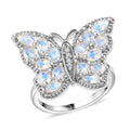 Karis Moon Glow Moonstone and White Zircon 2.70 ctw Butterfly Ring in Platinum Bond (Size 10.0) - Sticky add to cart bar