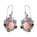 Bali Legacy Larimar and Multi Gemstone 8.35 ctw Floral and Butterfly Earrings in Sterling Silver - Sticky add to cart bar