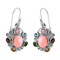 Bali Legacy Larimar and Multi Gemstone 8.35 ctw Floral and Butterfly Earrings in Sterling Silver