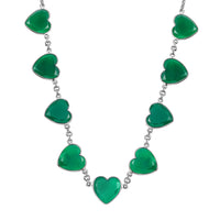 Karis Verde Onyx 51.90 ctw Heart Necklace 18 Inches in Platinum Bond