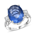 D'Joy Color Change Fluorite (IR) and Moissanite 11.30 ctw Ring in Rhodium Over Sterling Silver (Size 10.0) - Sticky add to cart bar