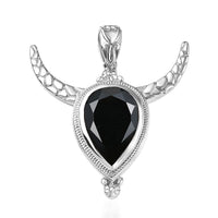 Karis Thai Black Spinel 11.40 ctw Bull Horn Pendant without Chain in Platinum Bond