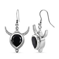 Karis Thai Black Spinel 10.35 ctw Bull Horn Earrings in Platinum Bond
