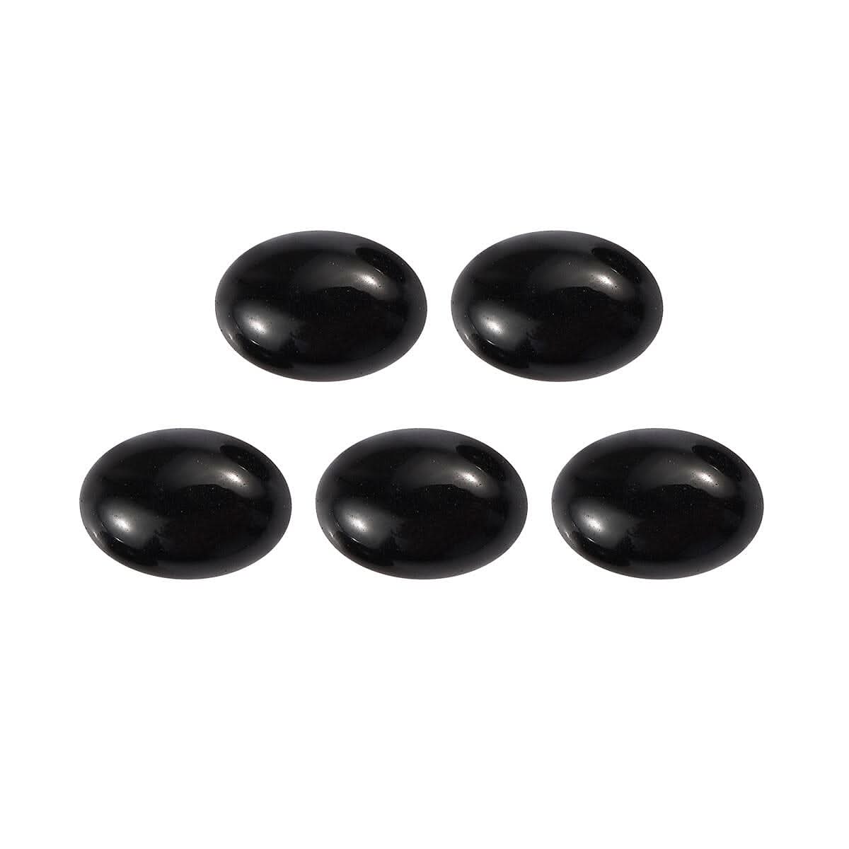 Set of 5 Black Onyx (Oval 7x5 mm) 4.06 ctw Loose Gemstone