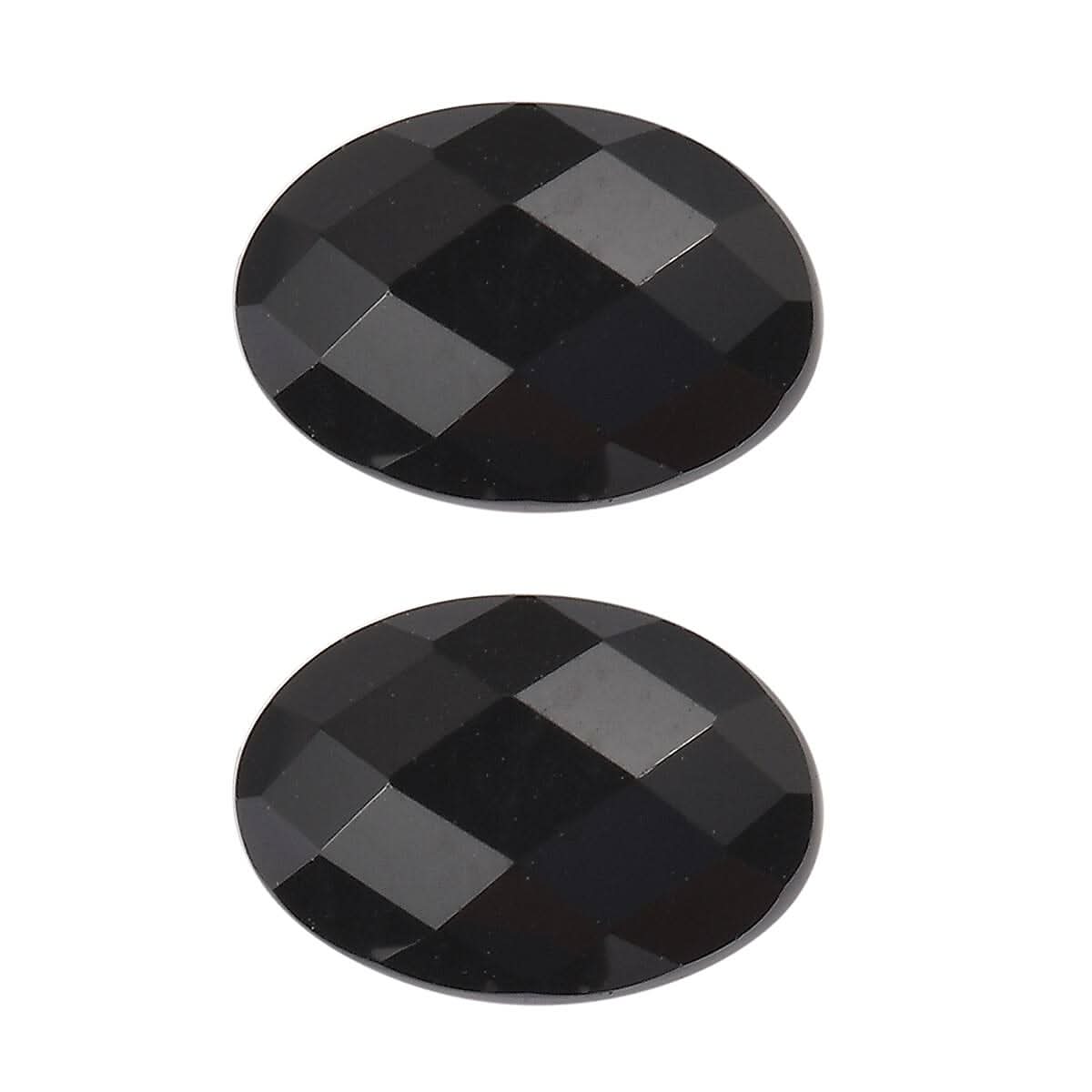 Set of 2 Thai Black Spinel (Oval 6x4 mm) 0.76 ctw Loose Gemstone
