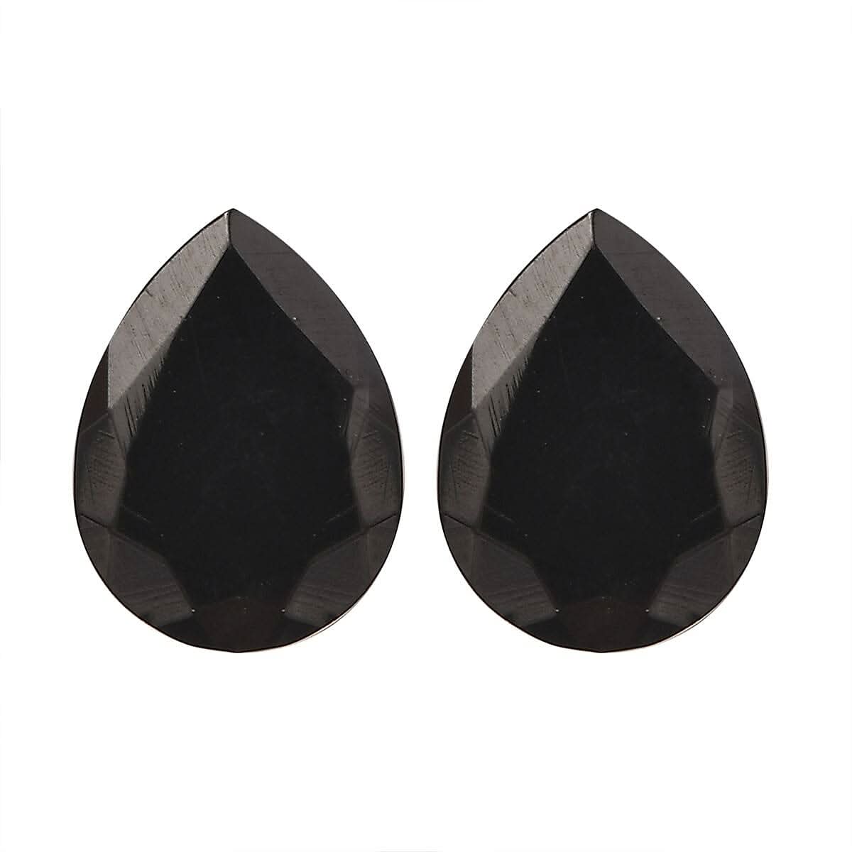 Silver Shungite Set of 2 (Pear 8x6 mm) 1.09 ctw Loose Gemstone