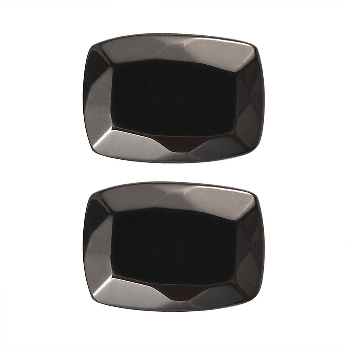 Silver Shungite Set of 2 (Cush 7x5 mm) 0.88 ctw Loose Gemstone