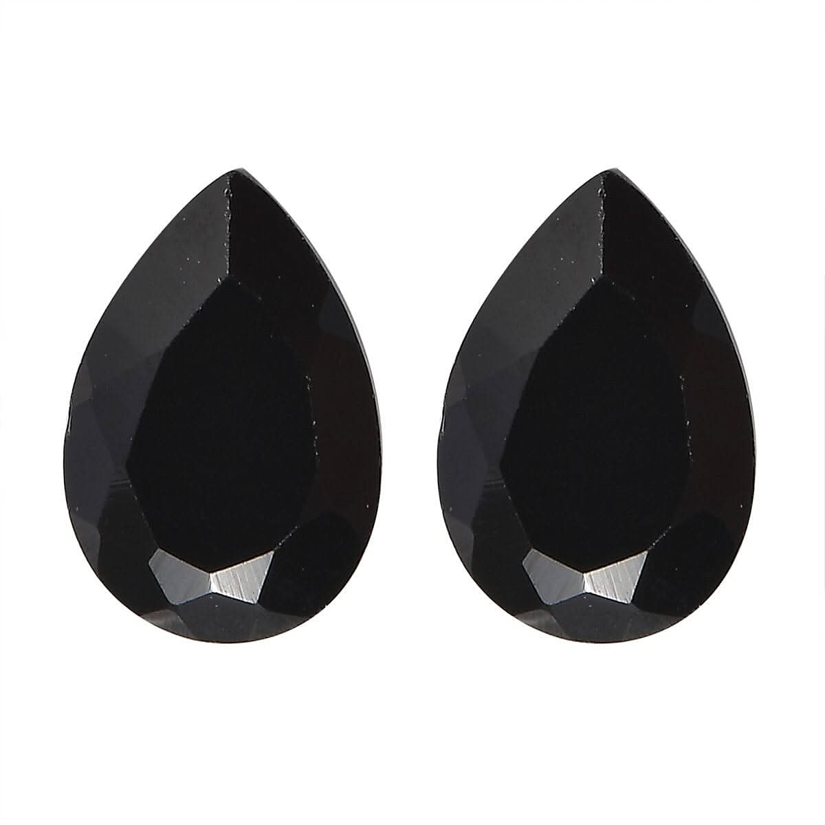 Set of 2 Thai Black Spinel (Pear 6x4 mm) 0.89 ctw Loose Gemstone