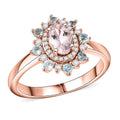 D'Joy Premium Pink Morganite, Multi Gemstone Ring in 18K Vermeil RG Over Sterling Silver (Size 10.0) 1.25 ctw - Sticky add to cart bar