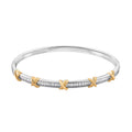 Karis Simulated Diamond Bangle Bracelet in 18K YG Plated and Platinum Bond (7.50 In) 2.80 ctw - Sticky add to cart bar