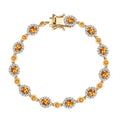 D'Joy Tanzanian Mandarin Garnet and White Zircon 8.65 ctw Bracelet in 18K Vermeil Yellow Gold Over Sterling Silver (7.25 In) - Sticky add to cart bar