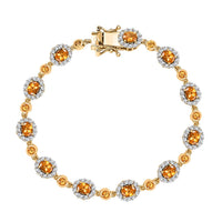 D'Joy Tanzanian Mandarin Garnet and White Zircon 8.65 ctw Bracelet in 18K Vermeil Yellow Gold Over Sterling Silver (7.25 In)