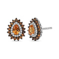 D'Joy Tanzanian Mandarin Garnet and Moissanite 2.10 ctw Fire Drop Stud Earrings in Rhodium Over Sterling Silver - Sticky add to cart bar
