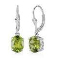 D'Joy Peridot 3.90 ctw Lever Back Earrings in Rhodium Over Sterling Silver - Sticky add to cart bar