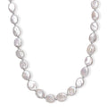 White Freshwater Pearl Oval Shape Necklace in Rhodium Over Sterling Silver 18 Inches - Sticky add to cart bar