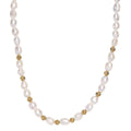White Color Freshwater Pearl Golden Shoreline Necklace in 18K Vermeil Yellow Gold Over Sterling Silver 18 Inches - Sticky add to cart bar