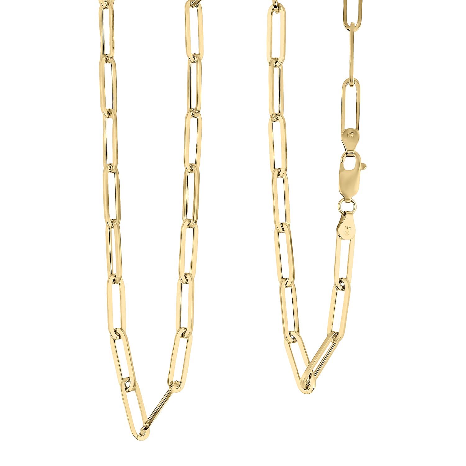 4mm Paper Clip Chain Necklace in 14K Yellow Gold 7.20 Grams 22 Inches